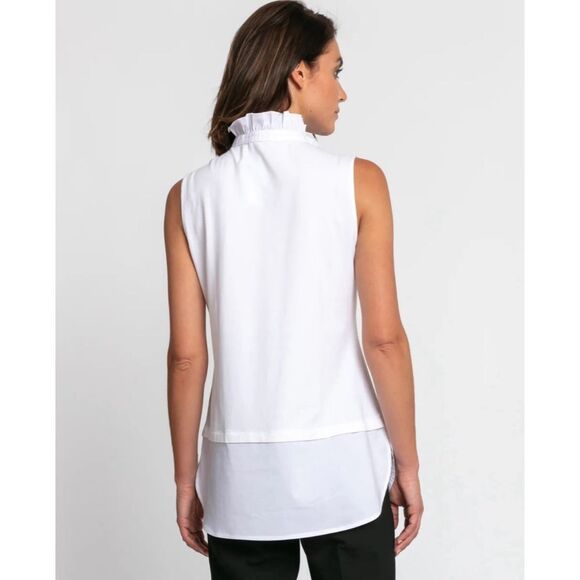 Hinson Wu white sleeveless ruffled neck Michelle tunic NWOT - Picture 2 of 10
